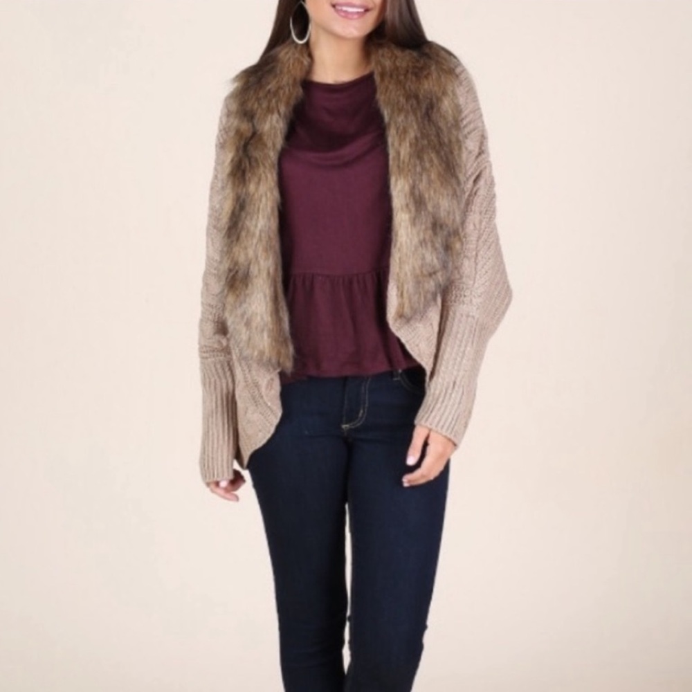 Altar’d State Small Forever Furry Faux Fur Cardigan Sweater